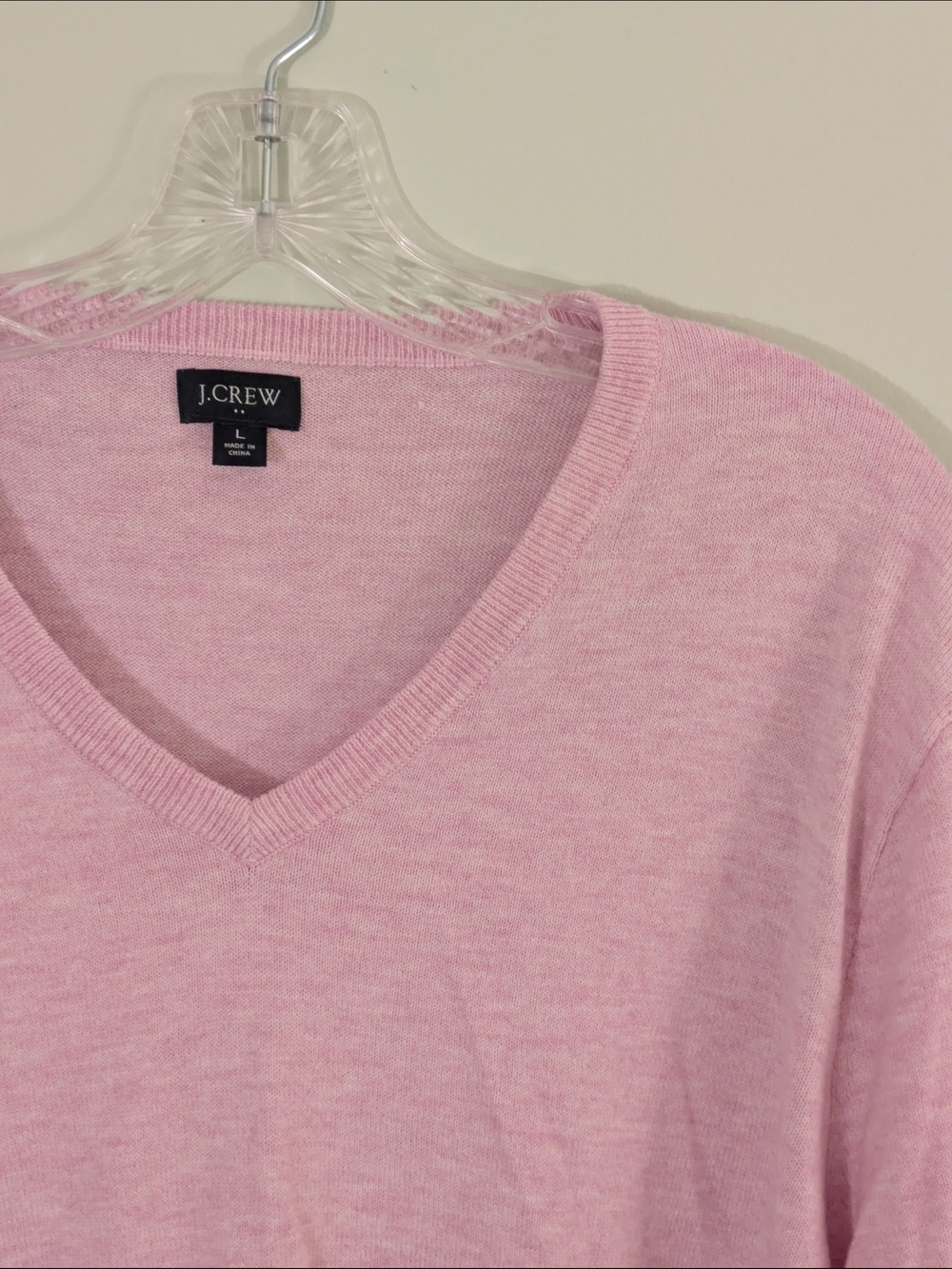 J. Crew Men's Light Pink V-Neck Sweater - Picture 4 of 9